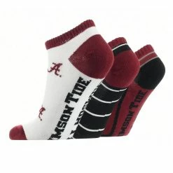 TCK Alabama Crimson Tide No Show Socks Full Field 3 Pack All Schools