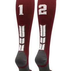 MadSportsStuff Maroon Player ID Custom Number Over The Calf Socks For Softball Baseball Football Boys And Girls Softball Socks