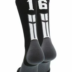 MadSportsStuff Black Player ID Custom Number Crew Socks For Basketball Lacrosse Volleyball Boys And Girls Volleyball Socks