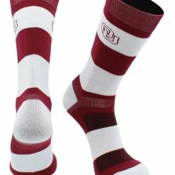 TCK All Schools OU Oklahoma Sooners Socks Game Day Striped Crew Socks