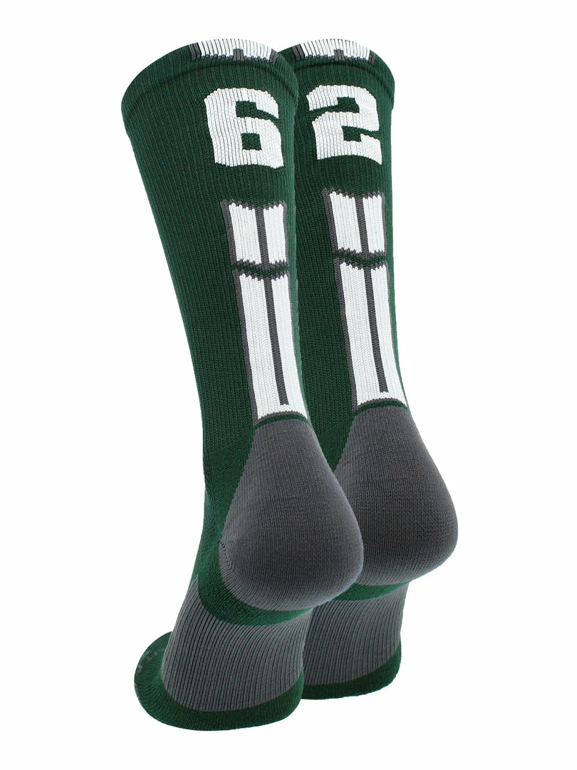 Buy โ๏ธ MadSportsStuff Dark Green Player ID Custom Number Crew ๐งฆ Socks For ๐ Basketball Lacrosse Volleyball Boys And ๐ง Girls ๐ 17 MadSportsStuff Dark Green Player ID Custom Number Crew Socks For Basketball Lacrosse Volleyball Boys And Girls