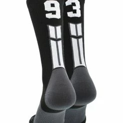 MadSportsStuff Black Player ID Custom Number Crew Socks For Basketball Lacrosse Volleyball Boys And Girls Volleyball Socks