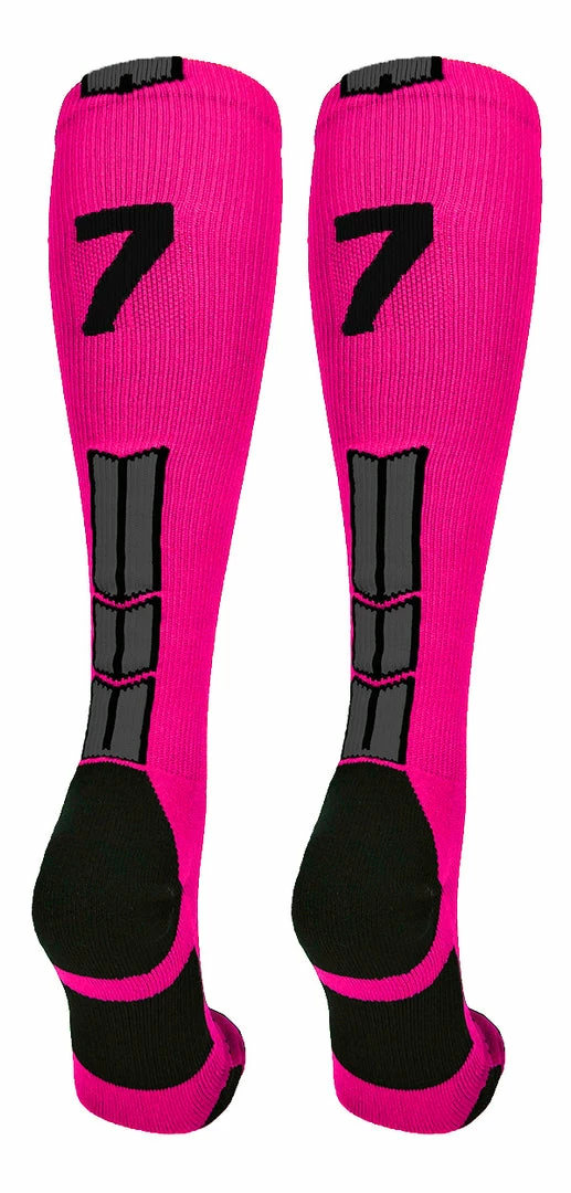 Best Sale ๐ MadSportsStuff โพ Baseball ๐งฆ Socks Neon Pink And Black Player ID Custom Number Over The Calf ๐งฆ Socks For ๐ฅ Softball โพ Baseball Football Boys And ๐ง Girls โจ 53 MadSportsStuff Baseball Socks Neon Pink And Black Player ID Custom Number Over The Calf Socks For Softball Baseball Football Boys And Girls