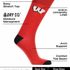 TCK Wisconsin Badgers Dress Socks Dean's List Crew Length Socks