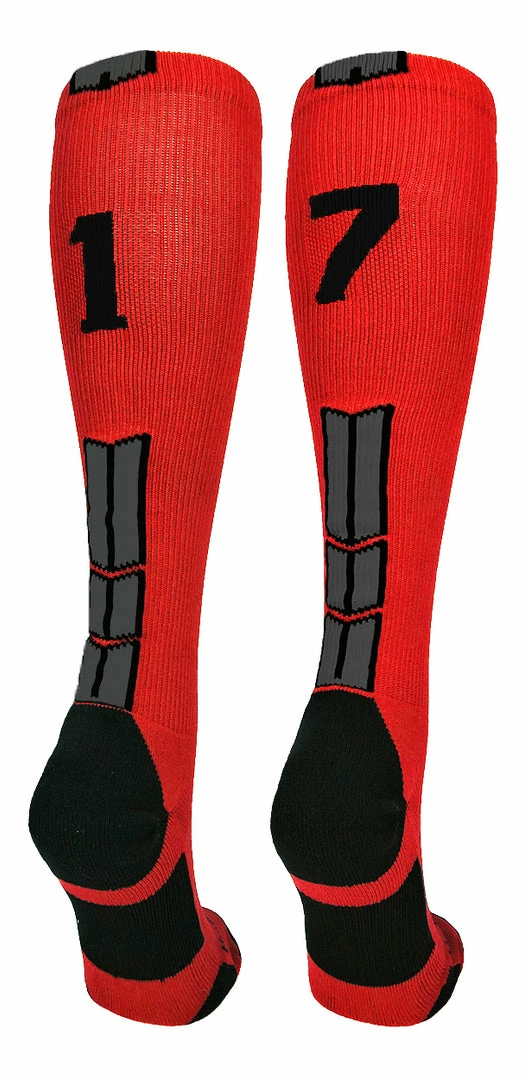 New ๐ MadSportsStuff Red And Black Player ID Custom Number Over The Calf ๐งฆ Socks For ๐ฅ Softball โพ Baseball Football Boys And ๐ง Girls โพ Baseball ๐งฆ Socks ๐ 62 MadSportsStuff Red And Black Player ID Custom Number Over The Calf Socks For Softball Baseball Football Boys And Girls Baseball Socks