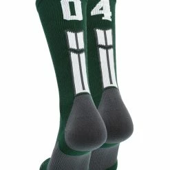 MadSportsStuff Dark Green Player ID Custom Number Crew Socks For Basketball Lacrosse Volleyball Boys And Girls Volleyball Socks