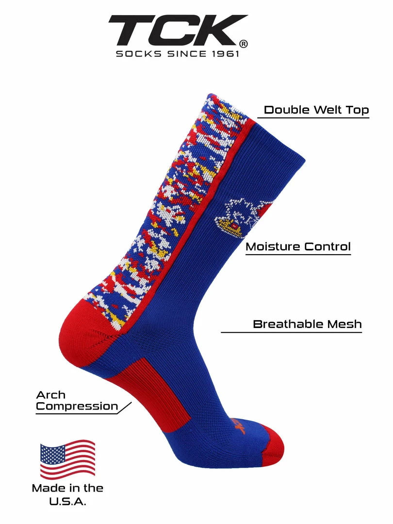 Discount ๐ฅ TCK Kansas Jayhawks ๐งฆ Socks Digital Camo Crew โญ 4 TCK Kansas Jayhawks Socks Digital Camo Crew