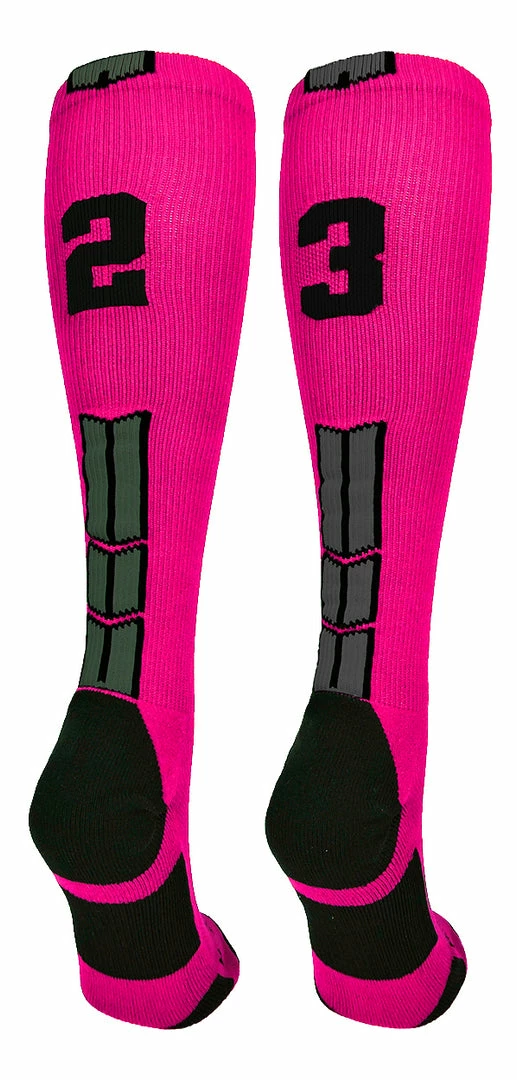 Best Sale ๐ MadSportsStuff โพ Baseball ๐งฆ Socks Neon Pink And Black Player ID Custom Number Over The Calf ๐งฆ Socks For ๐ฅ Softball โพ Baseball Football Boys And ๐ง Girls โจ 80 MadSportsStuff Baseball Socks Neon Pink And Black Player ID Custom Number Over The Calf Socks For Softball Baseball Football Boys And Girls