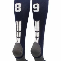 MadSportsStuff Navy Player ID Custom Number Over The Calf Socks For Softball Baseball Football Boys And Girls Softball Socks