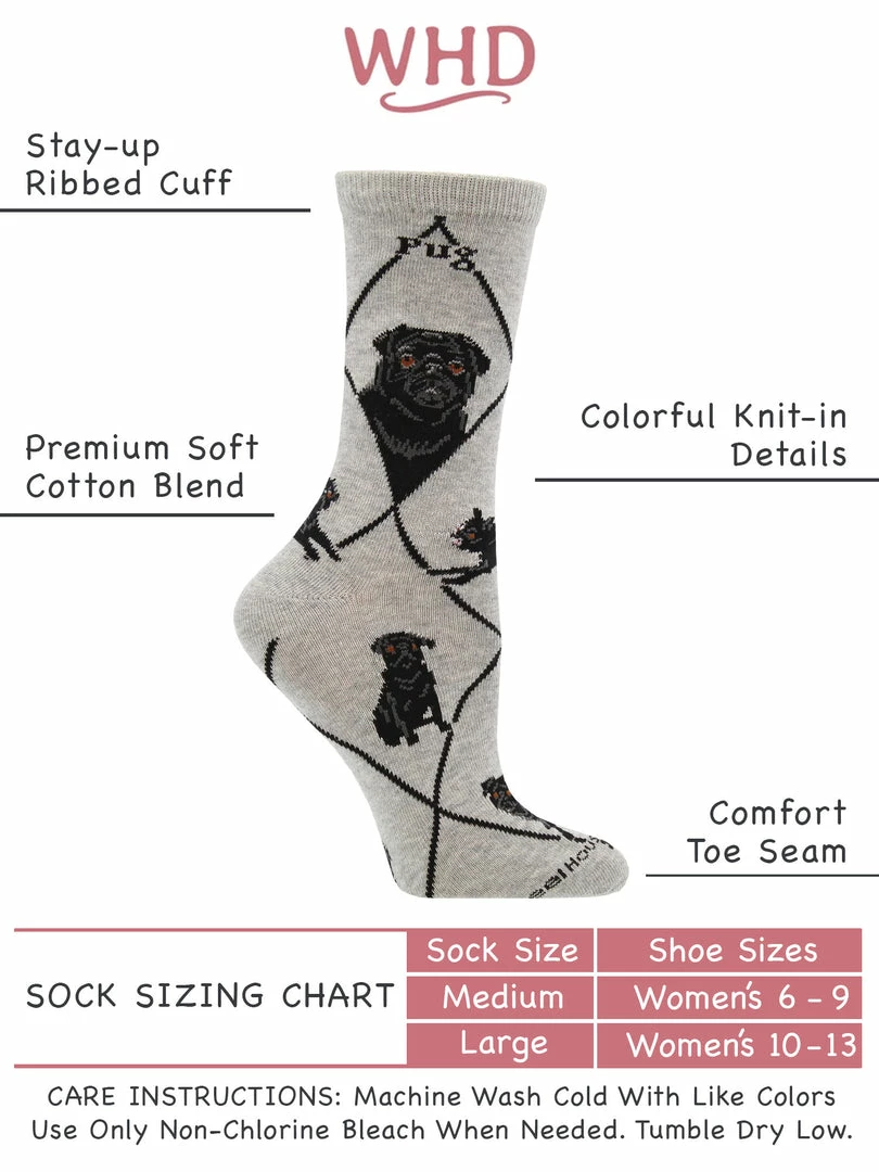 New ๐ WHD Pug ๐งฆ Socks For ๐ฉ Women Gift For ๐ถ Dog Lovers Crazy ๐งฆ Socks - Crew ๐ 3 WHD Pug Socks For Women Gift For Dog Lovers Crazy Socks - Crew