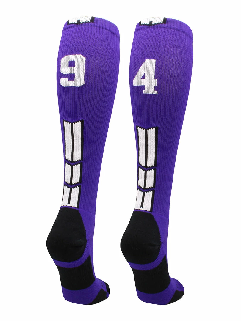 New โ๏ธ MadSportsStuff Purple Player ID Custom Number Over The Calf ๐งฆ Socks For ๐ฅ Softball โพ Baseball Football Boys And ๐ง Girls ๐ 36 MadSportsStuff Purple Player ID Custom Number Over The Calf Socks For Softball Baseball Football Boys And Girls