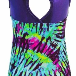 MadSportsStuff Keyhole Style Aqua Tie Dye Girls Gymnastics Leotard