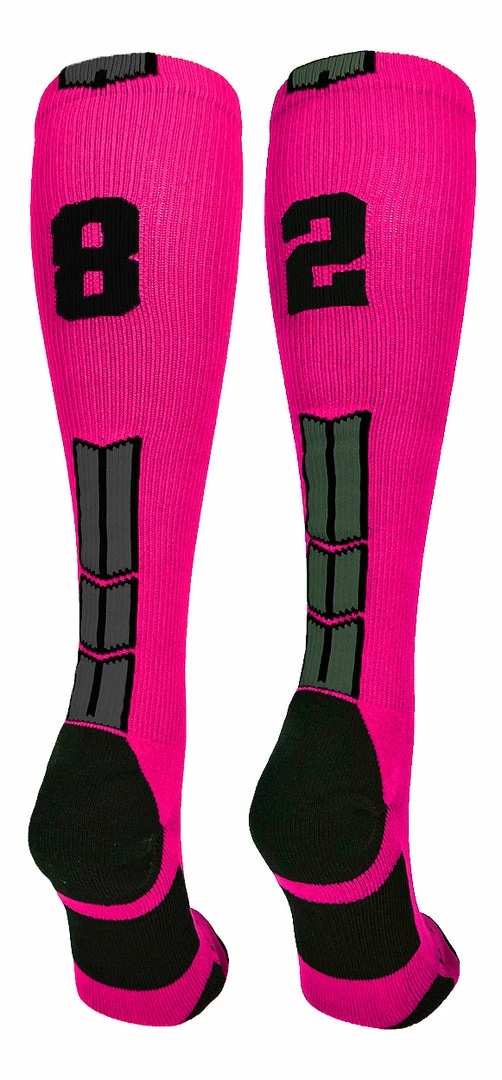 Discount ๐ฅ MadSportsStuff Neon Pink And Black Player ID Custom Number Over The Calf ๐งฆ Socks For ๐ฅ Softball โพ Baseball Football Boys And ๐ง Girls โพ Baseball ๐งฆ Socks ๐ 48 MadSportsStuff Neon Pink And Black Player ID Custom Number Over The Calf Socks For Softball Baseball Football Boys And Girls Baseball Socks