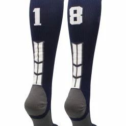MadSportsStuff Navy Player ID Custom Number Over The Calf Socks For Softball Baseball Football Boys And Girls Softball Socks