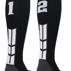 MadSportsStuff Black Player ID Custom Number Over The Calf Socks For Softball Baseball Football Boys And Girls