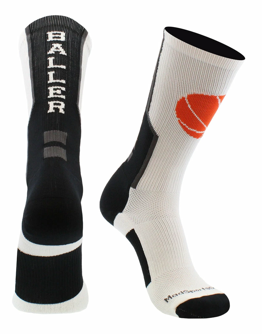 Flash Sale ๐คฉ MadSportsStuff Baller ๐ Basketball ๐งฆ Socks With ๐ Basketball Logo Crew Length ๐งจ 14 MadSportsStuff Baller Basketball Socks With Basketball Logo Crew Length
