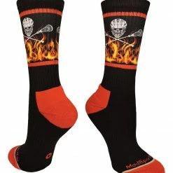 Budget ๐ MadSportsStuff Lacrosse ๐งฆ Socks With Lacrosse Sticks And Flaming Skull Athletic Crew ๐งฆ Socks โญ 11 MadSportsStuff Lacrosse Socks With Lacrosse Sticks And Flaming Skull Athletic Crew Socks