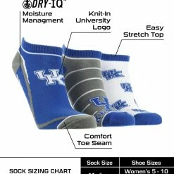 TCK Kentucky Wildcats No Show Socks Full Field 3 Pack All Schools