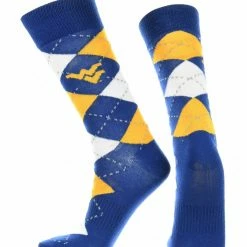 TCK West Virginia Mountaineers Argyle Dress Socks NCAA Fanwear Crew Length All Schools