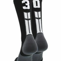 MadSportsStuff Black Player ID Custom Number Crew Socks For Basketball Lacrosse Volleyball Boys And Girls Volleyball Socks
