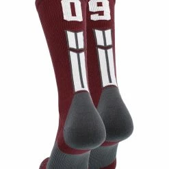 MadSportsStuff Maroon Player ID Custom Number Crew Socks For Basketball Lacrosse Volleyball Boys And Girls Volleyball Socks