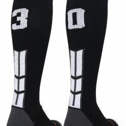 MadSportsStuff Black Player ID Custom Number Over The Calf Socks For Softball Baseball Football Boys And Girls