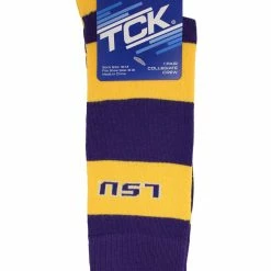 TCK All Schools LSU Tigers Socks Game Day Striped Crew Socks