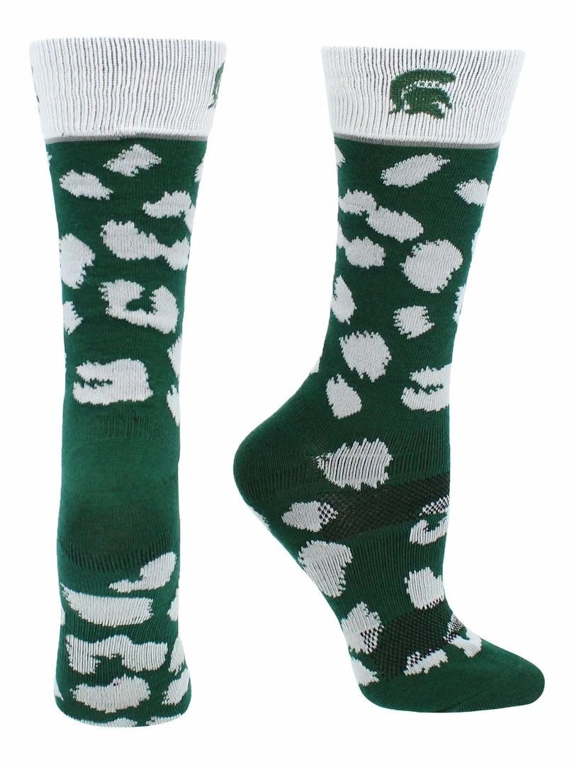 New ๐ TCK Michigan State Spartans ๐งฆ Socks ๐ฉ Womens Savage Crew ๐งฆ Socks ๐ฅฐ 2 TCK Michigan State Spartans Socks Womens Savage Crew Socks