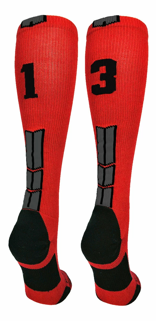 Budget ๐ฏ MadSportsStuff Red And Black Player ID Custom Number Over The Calf ๐งฆ Socks For ๐ฅ Softball โพ Baseball Football Boys And ๐ง Girls โพ Baseball ๐งฆ Socks ๐ 66 MadSportsStuff Red And Black Player ID Custom Number Over The Calf Socks For Softball Baseball Football Boys And Girls Baseball Socks