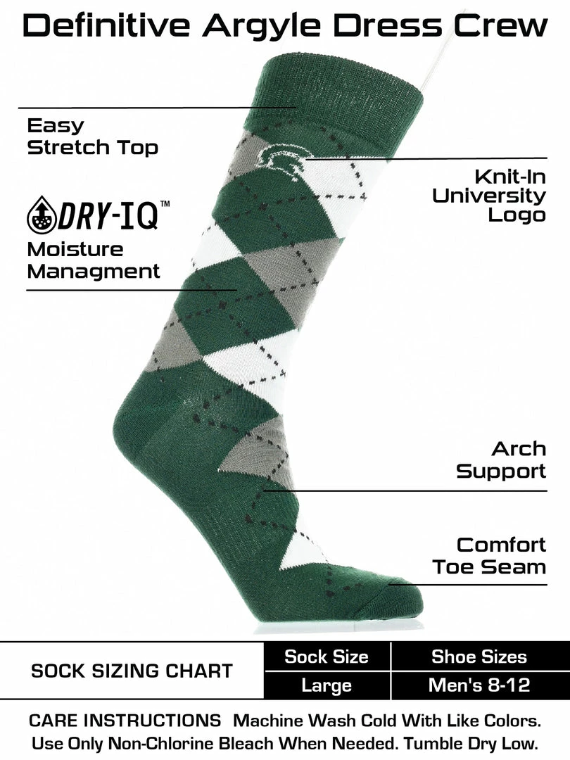 Cheap ๐ฅ TCK Michigan State Spartans Argyle ๐ Dress ๐งฆ Socks NCAA Fanwear Crew Length All Schools ๐ 3 TCK Michigan State Spartans Argyle Dress Socks NCAA Fanwear Crew Length All Schools