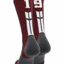 MadSportsStuff Maroon Player ID Custom Number Crew Socks For Basketball Lacrosse Volleyball Boys And Girls Volleyball Socks