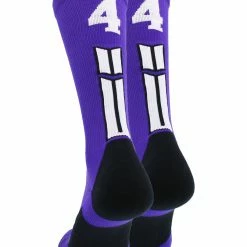 MadSportsStuff Purple Player ID Custom Number Crew Socks For Basketball Lacrosse Volleyball Boys And Girls Volleyball Socks