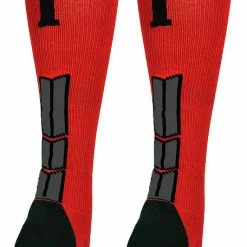 New ๐ MadSportsStuff Red And Black Player ID Custom Number Over The Calf ๐งฆ Socks For ๐ฅ Softball โพ Baseball Football Boys And ๐ง Girls โพ Baseball ๐งฆ Socks ๐ 173 MadSportsStuff Red And Black Player ID Custom Number Over The Calf Socks For Softball Baseball Football Boys And Girls Baseball Socks