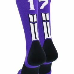 MadSportsStuff Purple Player ID Custom Number Crew Socks For Basketball Lacrosse Volleyball Boys And Girls Volleyball Socks