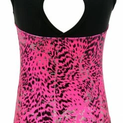 MadSportsStuff Leotards Keyhole Style Shiny Leopard Girls Gymnastics Leotard