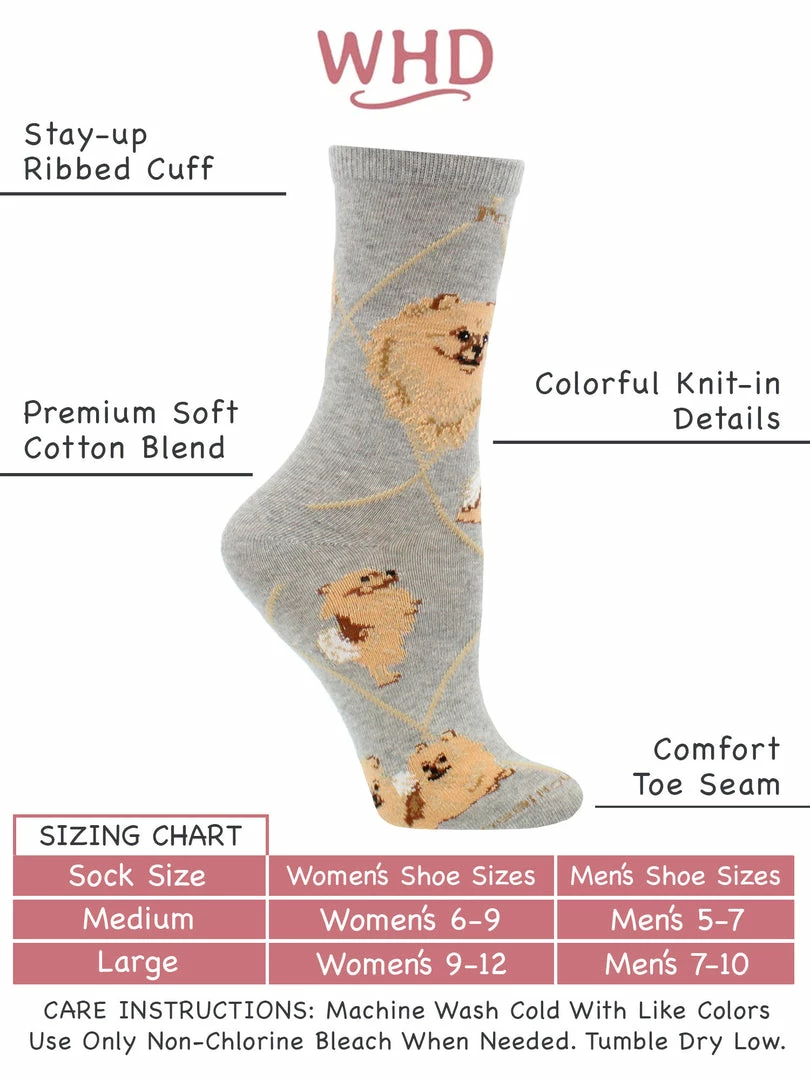Coupon ⭐ WHD Pomeranian 🧦 Socks For 👩 Women Gift For 🐶 Dog Lovers Crazy 🧦 Socks - Crew ✨ 3 WHD Pomeranian Socks For Women Gift For Dog Lovers Crazy Socks - Crew