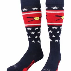 Outlet ๐คฉ TCK Patriotic USA ๐ฅ Softball ๐งฆ Socks With ๐ฅ Softball Bats Logo ๐ 9 TCK Patriotic USA Softball Socks With Softball Bats Logo