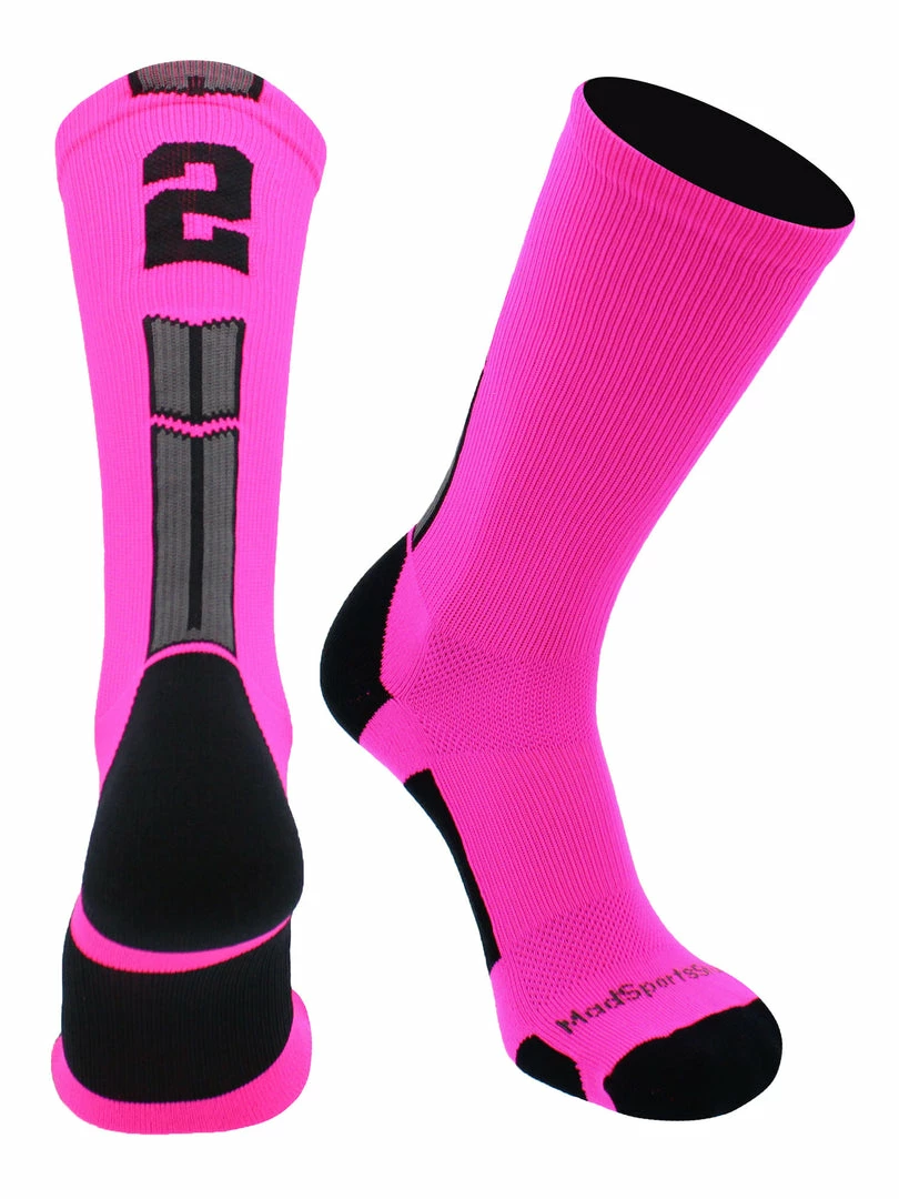Buy โจ MadSportsStuff Neon Pink And Black Player ID Custom Number Crew ๐งฆ Socks For ๐ Basketball Lacrosse Volleyball Boys And ๐ง Girls ๐ 2 MadSportsStuff Neon Pink And Black Player ID Custom Number Crew Socks For Basketball Lacrosse Volleyball Boys And Girls