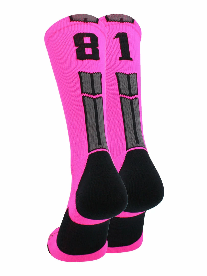 Buy โจ MadSportsStuff Neon Pink And Black Player ID Custom Number Crew ๐งฆ Socks For ๐ Basketball Lacrosse Volleyball Boys And ๐ง Girls ๐ 48 MadSportsStuff Neon Pink And Black Player ID Custom Number Crew Socks For Basketball Lacrosse Volleyball Boys And Girls