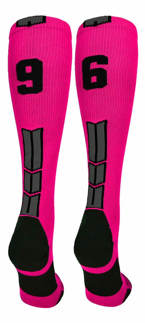Discount ๐ฅ MadSportsStuff Neon Pink And Black Player ID Custom Number Over The Calf ๐งฆ Socks For ๐ฅ Softball โพ Baseball Football Boys And ๐ง Girls โพ Baseball ๐งฆ Socks ๐ 34 MadSportsStuff Neon Pink And Black Player ID Custom Number Over The Calf Socks For Softball Baseball Football Boys And Girls Baseball Socks