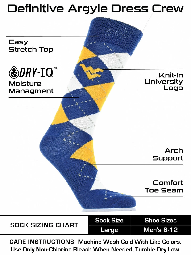 Best deal ๐คฉ TCK West Virginia Mountaineers Argyle ๐ Dress ๐งฆ Socks NCAA Fanwear Crew Length All Schools ๐ฏ 3 TCK West Virginia Mountaineers Argyle Dress Socks NCAA Fanwear Crew Length All Schools