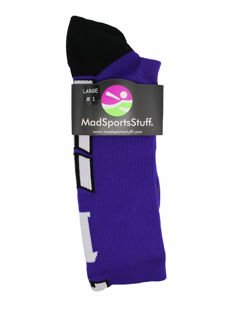 Brand new ๐ฅฐ MadSportsStuff Purple Player ID Custom Number Crew ๐งฆ Socks For ๐ Basketball Lacrosse Volleyball Boys And ๐ง Girls ๐ 3 MadSportsStuff Purple Player ID Custom Number Crew Socks For Basketball Lacrosse Volleyball Boys And Girls