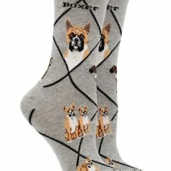 WHD Crazy Socks - Crew Boxer Socks For Women Gift For Dog Lovers
