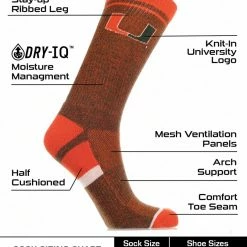 TCK Miami Hurricanes Socks Victory Parade Crew Length