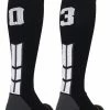 MadSportsStuff Black Player ID Custom Number Over The Calf Socks For Softball Baseball Football Boys And Girls