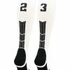 MadSportsStuff White Player ID Custom Number Over The Calf Socks For Softball Baseball Football Boys And Girls