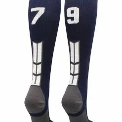 MadSportsStuff Navy Player ID Custom Number Over The Calf Socks For Softball Baseball Football Boys And Girls Softball Socks