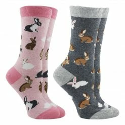 WHD Bunny Socks For Women - Rabbit Lovers Easter Gift - 2-Pack