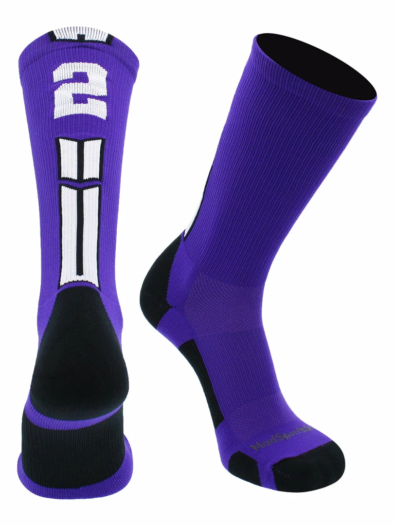 Brand new ๐ฅฐ MadSportsStuff Purple Player ID Custom Number Crew ๐งฆ Socks For ๐ Basketball Lacrosse Volleyball Boys And ๐ง Girls ๐ 2 MadSportsStuff Purple Player ID Custom Number Crew Socks For Basketball Lacrosse Volleyball Boys And Girls