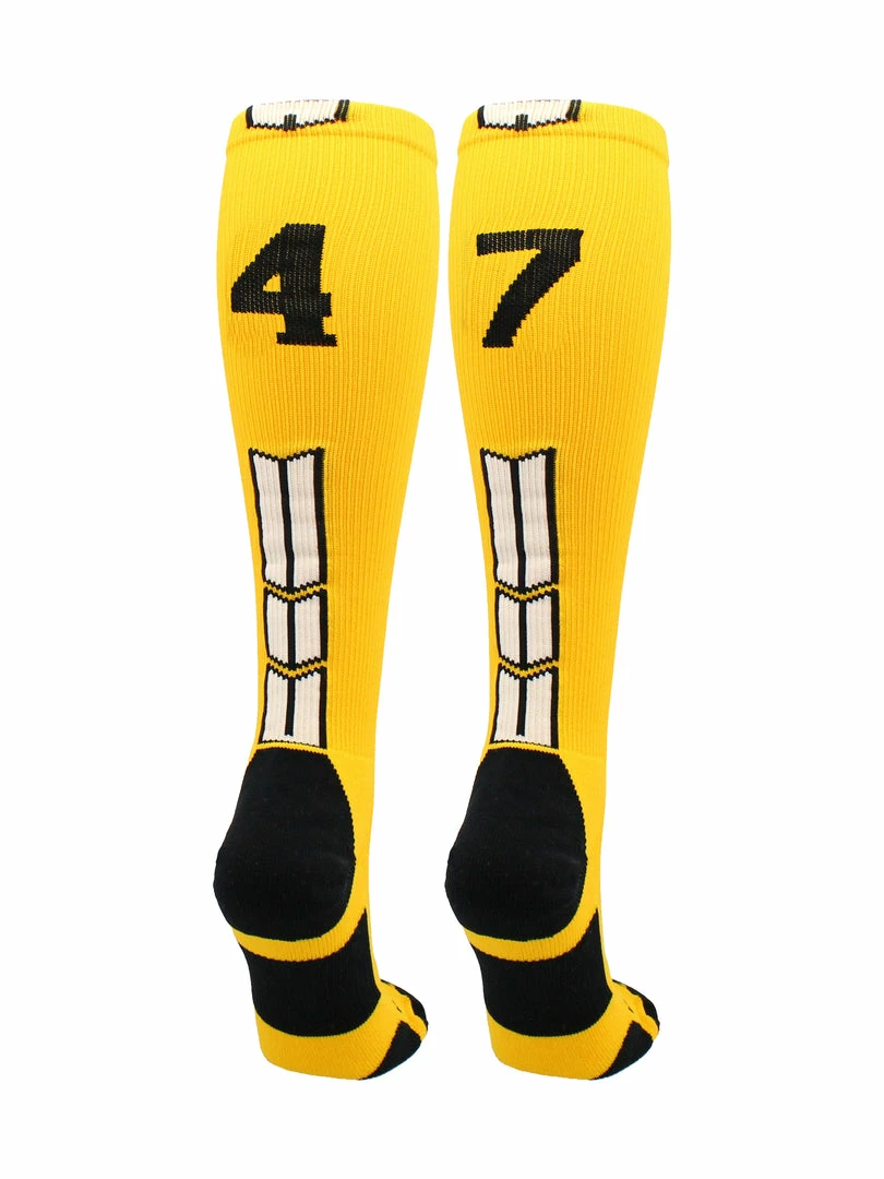 Brand new ๐ MadSportsStuff Gold Player ID Custom Number Over The Calf ๐งฆ Socks For ๐ฅ Softball โพ Baseball Football Boys And ๐ง Girls ๐ฅ Softball ๐งฆ Socks ๐ 82 MadSportsStuff Gold Player ID Custom Number Over The Calf Socks For Softball Baseball Football Boys And Girls Softball Socks